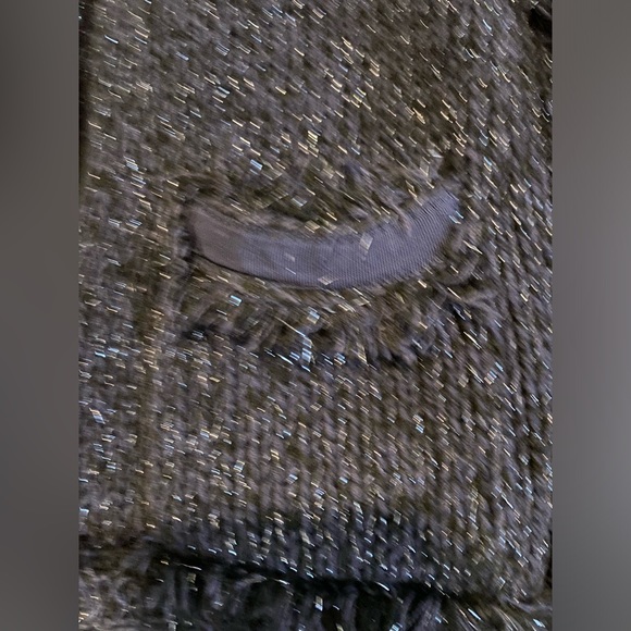 Express Women's Navy Blue Chunky Knit Fringe Trim Cardigan Sweater Size M - Picture 4 of 8